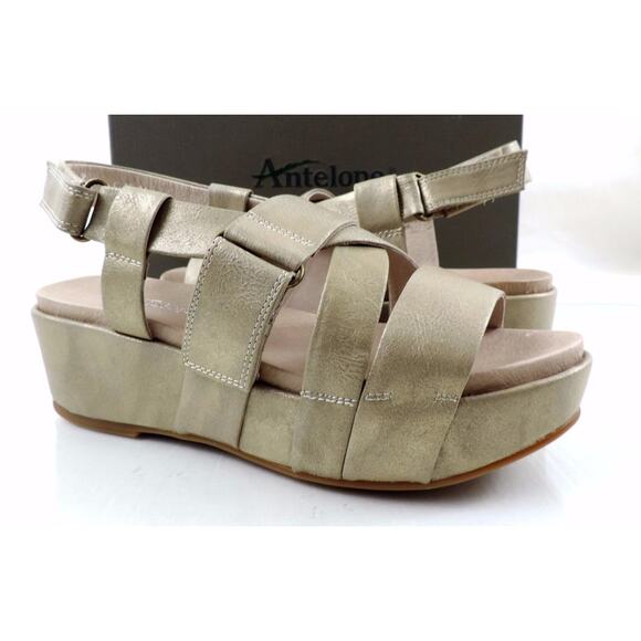 Women's Shoes Antelope 405 Double Vel Wedge Sandal Metallic Grey Size 10 / EU 41 - Picture 2 of 9